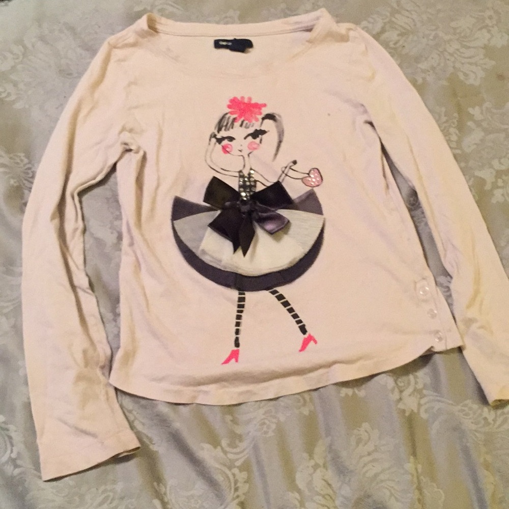 Gap Mixed Media Long Sleeve Tee Shirt Size 10
